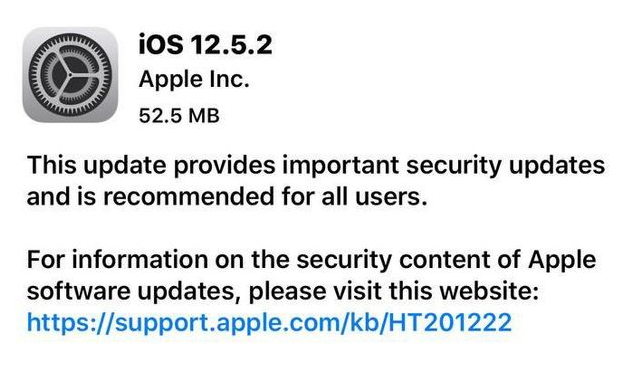 双城苹果手机维修分享iOS12.5.2发布，建议所有老苹果用户安装 